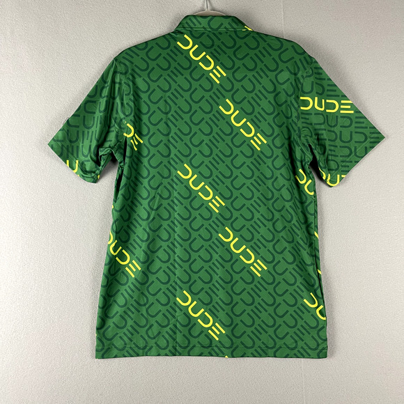 Waggle Dude Golf Polo Shirt Mens Medium Green Short Sleeve Allover Print - Picture 7 of 12